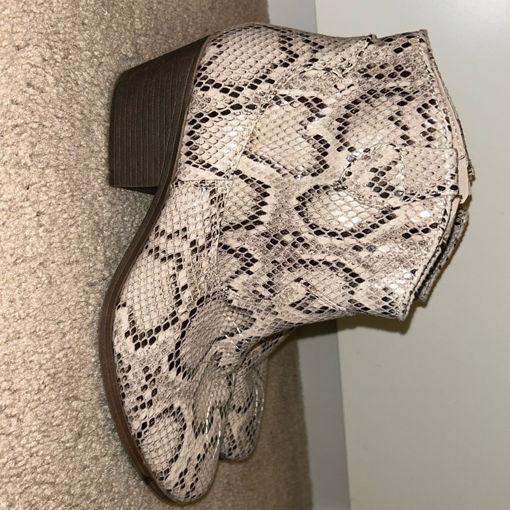Snakeskin booties size 8